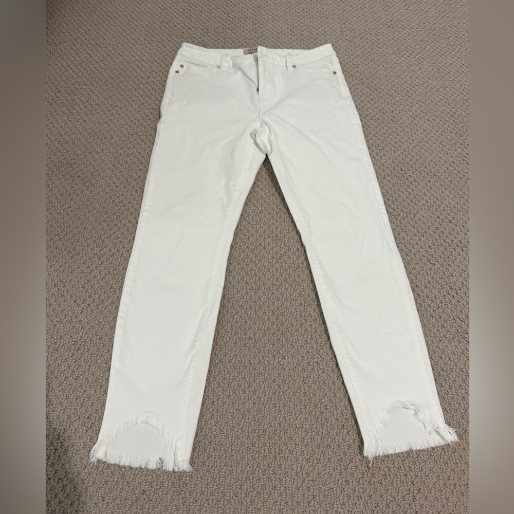 Liverpool White Skinny Jeans with Frayed Hem